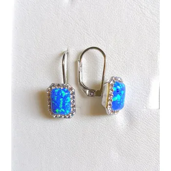 Šperk Náušnice Ag 925 - modrý opál (Stříbrné náušnice se SW kamínky, modrý opál)