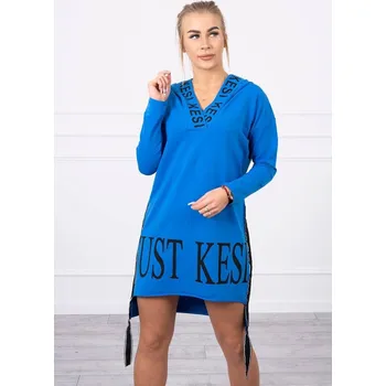 Dámské šaty Chrpově modré šaty s kapucí a potiskem UNI