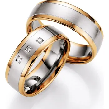 Prsten Snubní prsteny zlato mix 585 přírodní diamant 0.090 ct SP-704