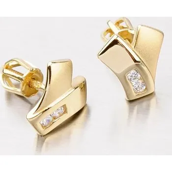 Náušnice Dámské náušnice žluté zlato 585 zirkon DZ1640ZL