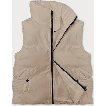 Dámská vesta Světle béžová péřová dámská vesta se stojáčkem (5M3150-62) odstíny béžové L (40)