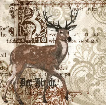 Papírový ubrousek UBR-G27, Ubrousek, 16x16 cm, KRÁČEJÍCÍ JELEN, 1 kus