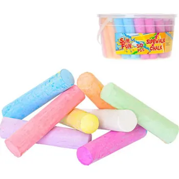 Sun Fun křídy na chodník barevné 10,5x2,5cm 8 barev 24m+ 50ks v plastovém kyblíku