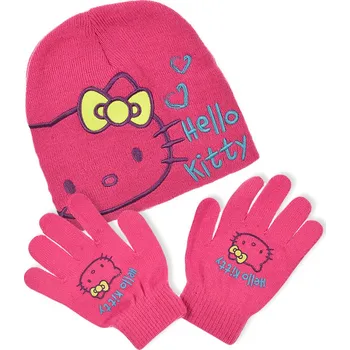 Čepice Dívčí čepice a rukavice HELLO KITTY růžová Velikost: 52 cm