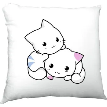 Dekorativní polštářek Polštář saténový s potiskem Roztomilý polštářek s kočičkami