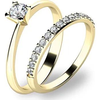 Prsten Zásnubní prsten žluté zlato 585/1000 zirkon set 10820-SET01-ZZ velikost 47