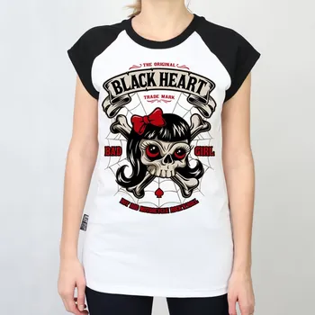 Dámské tričko Dámské Raglanové Triko BLACK HEART LADY LUCK Barva: Bílá, Velikost: S