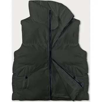 Dámská vesta Dámská péřová vesta v army barvě se stojáčkem (5M3150-136) odstíny zelené XL (42)