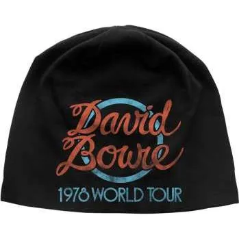 Čepice Merch David Bowie: David Bowie Unisex Beanie Hat: World Tour Logo Jd Print