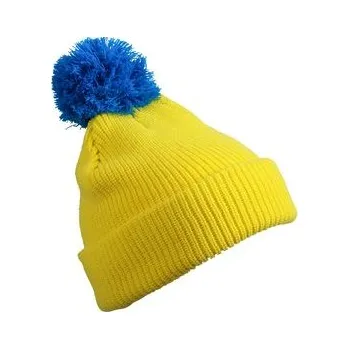 Čepice Zimní čepice - Pompon Hat with Brim MB7967 Barva: Žlutá - Modrá azurová