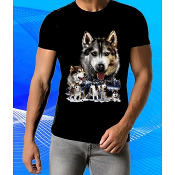 Chlapecké tričko tričko Aljašský malamut černé L