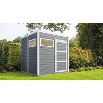 Zahradní domek Dřevěný zahradní domek Cubo 2 světle šedý 226 x 234 cm