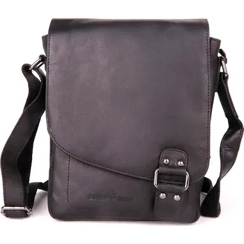 Středně velká černá kožená crossbody taška GreenWood no. 834
