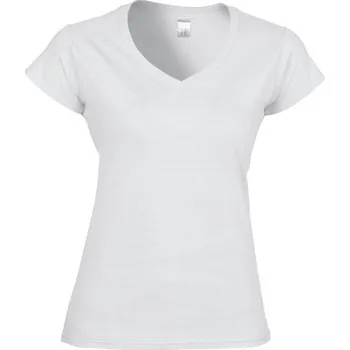 Dámské tričko Gildan Měkčené lehčí dámské tričko s výstřihem do véčka Barva: Bílá, Velikost: XXL G64V00L