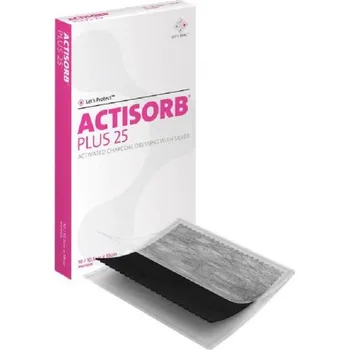 Krytí na ránu Systagenix Actisorb Plus 25 se stříbrem a aktivním uhlím 10,5 x 19 cm 10 ks