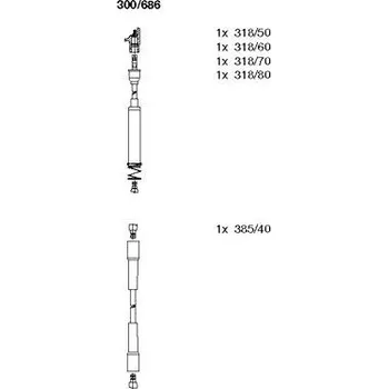 Zapalovací kabel Sada kabelů pro zapalování, , 1612484, 1612535, 1612547, 90349319, 90442454, BREMI, 300/686