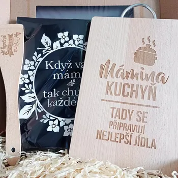 Žertovný předmět Dárková sada pro maminku - zástěra + prkénko + stěrka