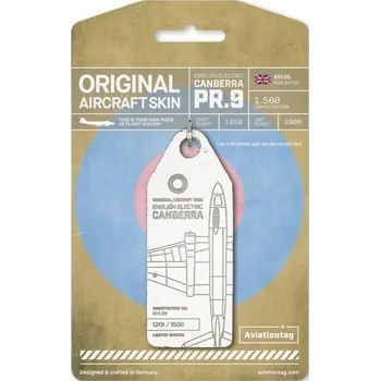 Přívěsek AviationTag - přívěsek ze skutečného letadla Royal Air Force, EE Canberra PR.9 - bílá