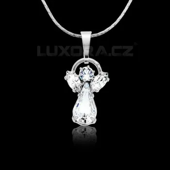 Náhrdelník Náhrdelník Andílek krystaly - řetízek 40 cm + 5 cm adjusta, přívěsek 1,8 cm