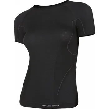 Dámské tričko Brubeck Active Wool SS dámské triko Barva: černá, Velikost: XL