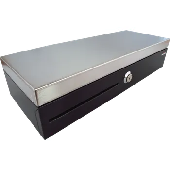 Pokladní zásuvka Pokladní zásuvka flip-top FT-460V2-RJ10P10C, bez kabelu, se zam. krytem, NEREZ víko, černá