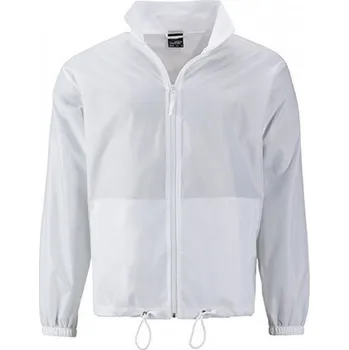 Pánská bunda James & Nicholson Základní pánská větrovka s kapucí James and Nicholson Barva: Bílá, Velikost: XL JN1132