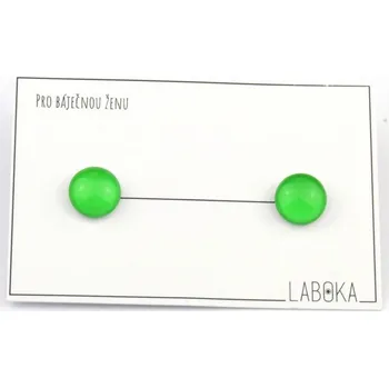 Náušnice Zelené skleněné náušnice pecky 14mm-Laboka 0001268