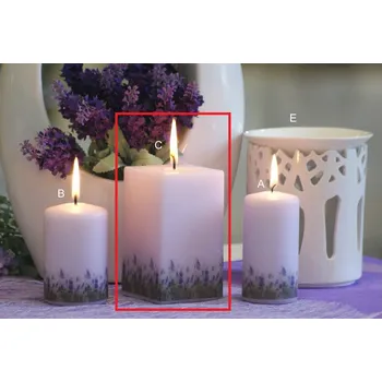 Svíčka Lima Lavender vonná svíčka světle fialová hranol 65 x 120 mm 1 kus