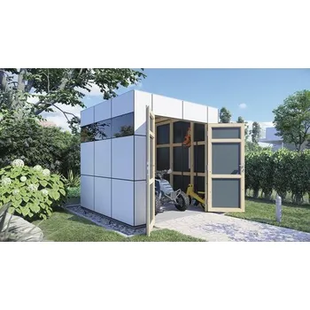 Zahradní domek Dřevěný zahradní domek Bertilo Design HPL 1 antracit/bílý 230 x 228 cm
