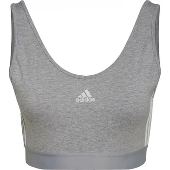 Kalhotky adidas 3-Stripes Crop Top With Removable Pads Grey Marl L (16-18)