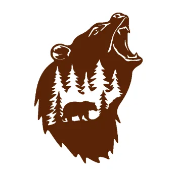 Samolepící dekorace SAMOLEPKA Medvěd 013 pravá s krajinou (15 - hnědá) NA AUTO, NÁLEPKA, FÓLIE, POLEP, TUNING, VLASTNÍ TEXT, TISK, AUTOSAMOLEPKY.cz, POLEPY, OBRÁZEK, LOGO, SAMOLEPKY