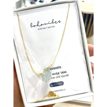 Náhrdelník Řetízek Akvamarín Ag925 pozlacený - Bohovibes 0150814