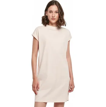 Dámské šaty Build Your Brand Pevné bavlněné šaty s ohnutými rukávky a se stojáčkem 200 g/m Barva: Růžová, Velikost: 3XL BY101