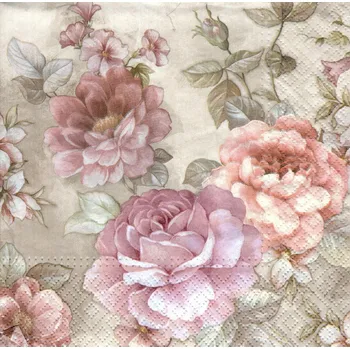 Papírový ubrousek UBR-G10, Ubrousek, 16x16 cm, MIX RŮŽÍ, 1 kus