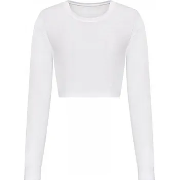 Dámské tričko Just Ts Zkrácený dámský top ze směsového materiálu s dlouhými rukávy Barva: Bílá, Velikost: XL JT016