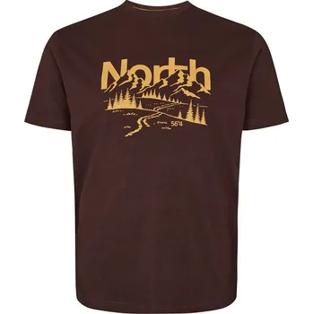 Pánské tričko Pánské tričko s potiskem NORTH 56°4 33115 hnědé 4XL - 8XL krátký rukáv NORTH 56°4 - 4XL
