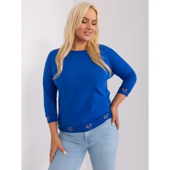 Dámská halenka Dámská halenka plus size s žebrovaným lemem TAES kobaltově modrá