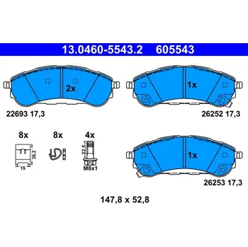 Brzdová destička Sada brzdových destiček, kotoučová brzda ATE 13.0460-5543.2