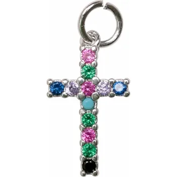Přívěsek Přívěsek Křížek v barvě stříbra barevná kubická zirkonie cca 1,3 cm