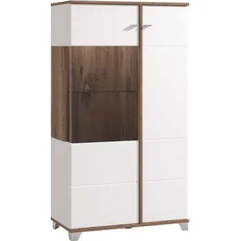 Zrcadlo Nízká vitrína s vnitřním osvětlením Fredrik - dub flagstaff/bílá