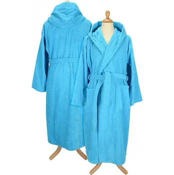 Dámský župan A&R Unisex župan s kapucí z turecké bavlny 400 g/m Barva: modrá azurová, Velikost: XS AR026