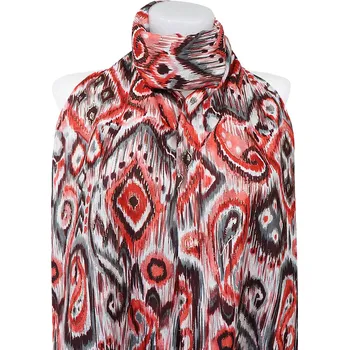 Šála Dámský teplý obdélníkový šál 3015-31 abstraktní ornamenty se zlatou nitkou, červené barvy 7200670-2