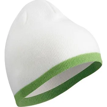 Čepice Daiber - čepice Čepice Beanie with Contrasting Border Barva: Bílá - Zelená limetková