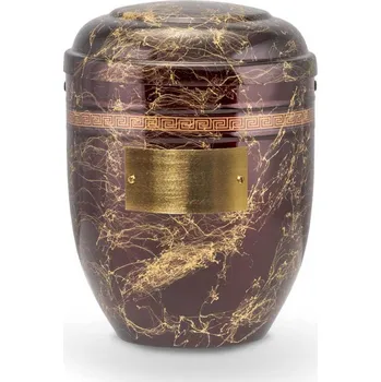 Smuteční dekorace Pohřební Hliníková urna na popel, h-klasik, hliník-vínově-zlatá, štítek č. 50, 100 x 50, bez výzdoby