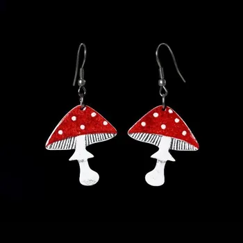 Náušnice Visací náušnice červené muchomůrky - Parada 0000903