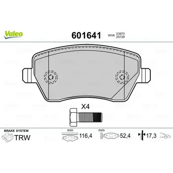 Brzdová destička Sada brzdových destiček, kotoučová brzda VALEO 601641