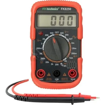 Multimetr Digitální multimetr FK8250 (Malý digitální multimetr FK8250 s 3,5 místným displejem pro měření všech základních elektrických veličin. Díky robustní konstrukci vydrží měřící přístroj i trochu hrubší zacházení, takže je ideálním měřícím přístrojem pro každo