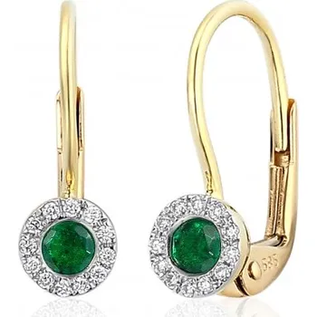 Náušnice Diamantové zlaté náušnice Lien s brilianty Materiál: Kombinované zlato, Druh kamene: Smaragd