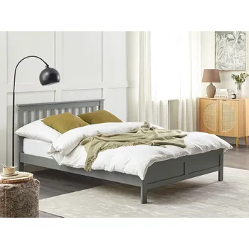 Postel Postel šedá borovicové dřevo 140 x 200 cm lamelové čelo s roštem skandinávský tradiční styl ložnice Beliani
