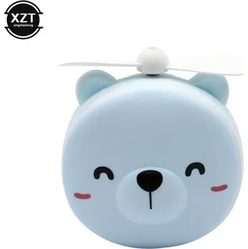 Vzduchotechnika Roztomilý mini USB ventilátor s LED světlem a zrcátkem - A